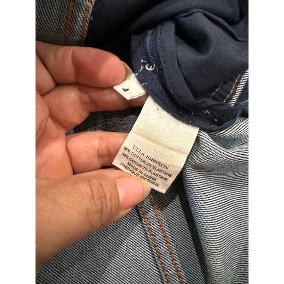 ULLA JOHNSON Cori Dress Dark Wash denim long puff sleeve romper size 4 - Picture 12 of 15